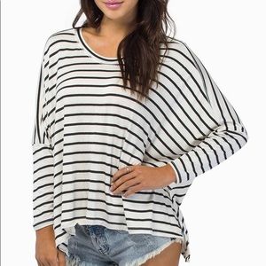 Tobi Black & White Striped Shirt